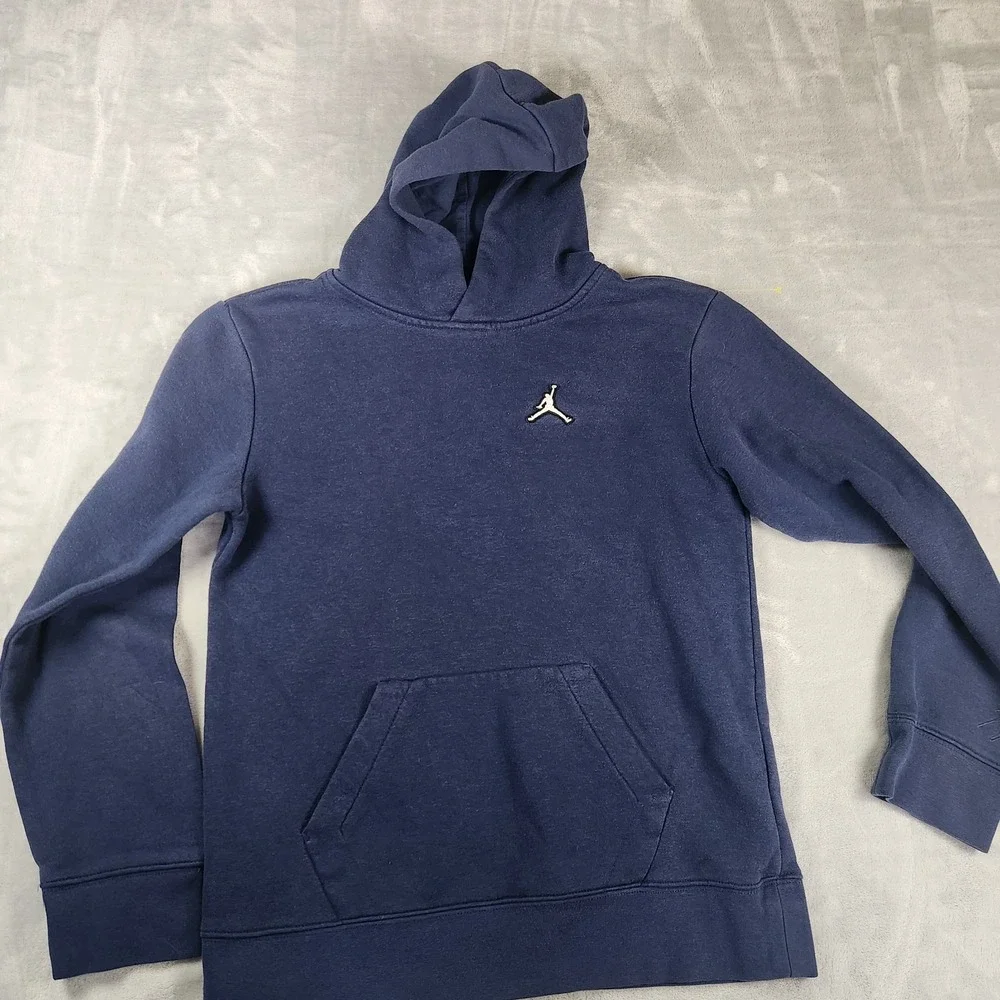 Nike Air Jordan Boys Youth Navy Blue Hoodie Sweatshirt‎ Size L In Boys